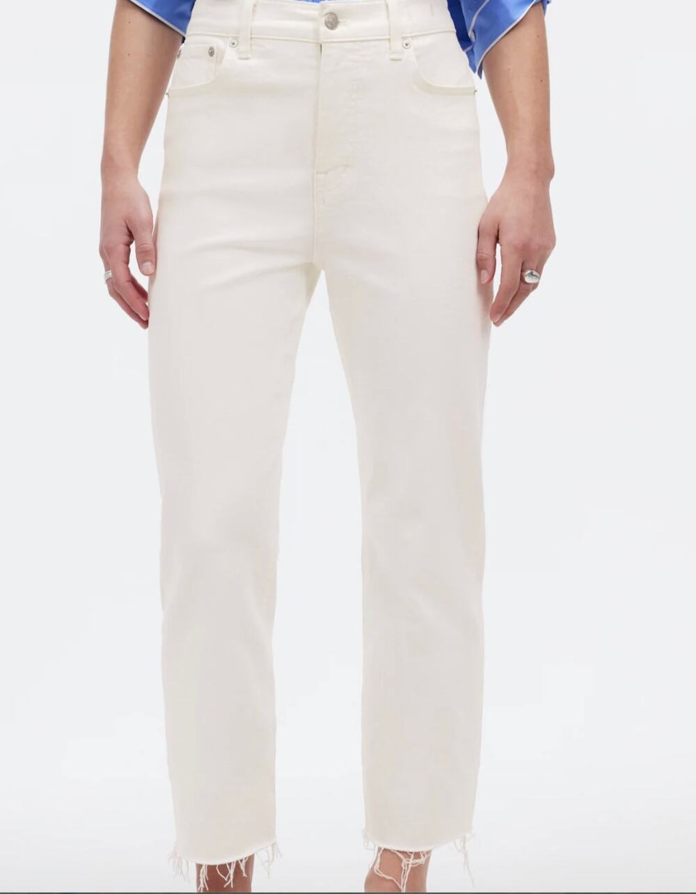 Madewell Women's The '90s Straight Crop Jean Tile White Comfort Stretch Size 31